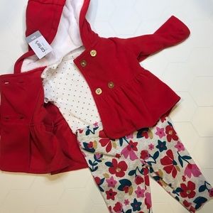 Carter’s Baby Girls 3 pieces Red Florals Outfit-3M